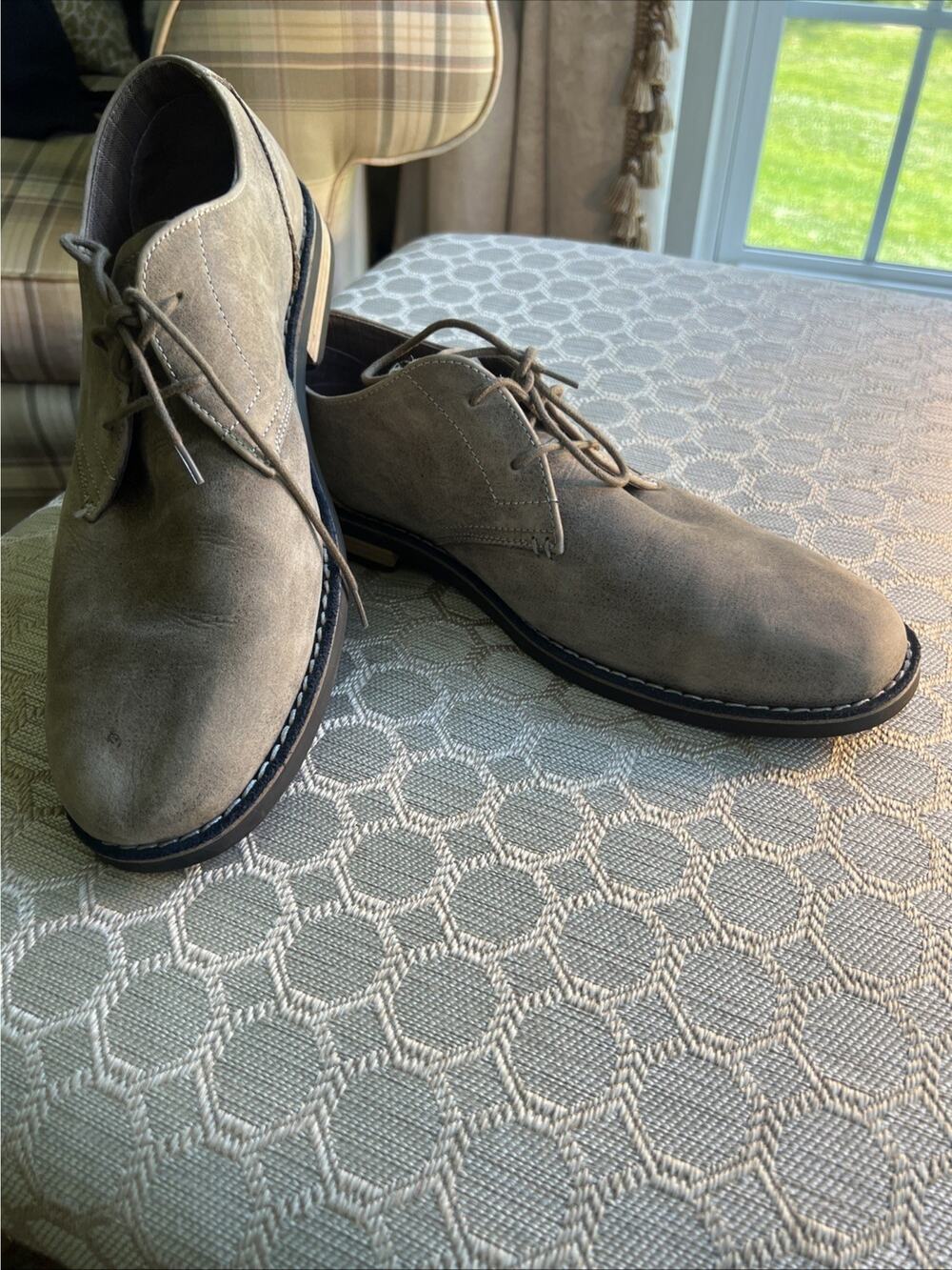 Original Penguin Waylon Beige/Taupe Distressed Suede Derby Oxford Shoes Sz 13